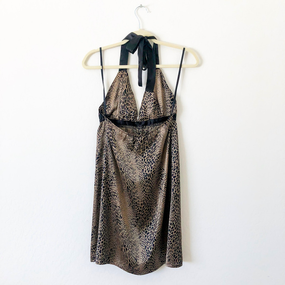 🛒 5/$25 Guess Jeans Animal Print Halter Mini Dress - Picture 3 of 8